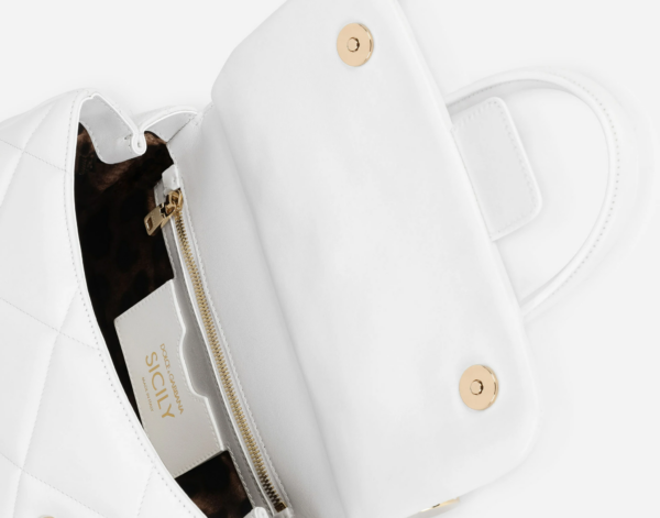 Túi Dolce & Gabbana Medium 90s Sicily Bag In Quilted Aria Calfskin White BB7018AW59180002 - Ảnh 4