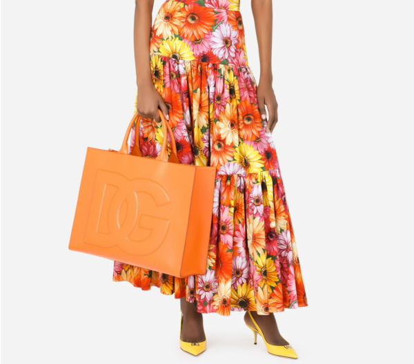 Túi Dolce & Gabbana Large Calfskin DG Daily Shopper Orange BB7022AQ26980243 - Ảnh 4