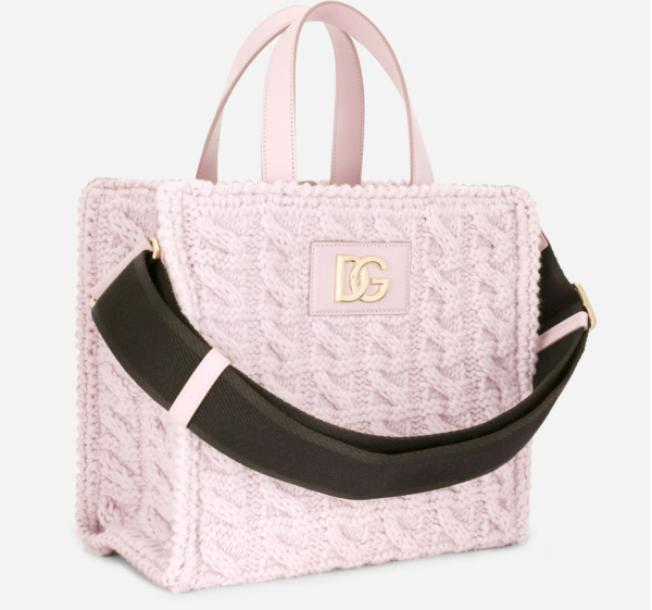 Túi Dolce & Gabbana Knit Small Beatric Shopper Pink BB7049AQ14680470 - Ảnh 3