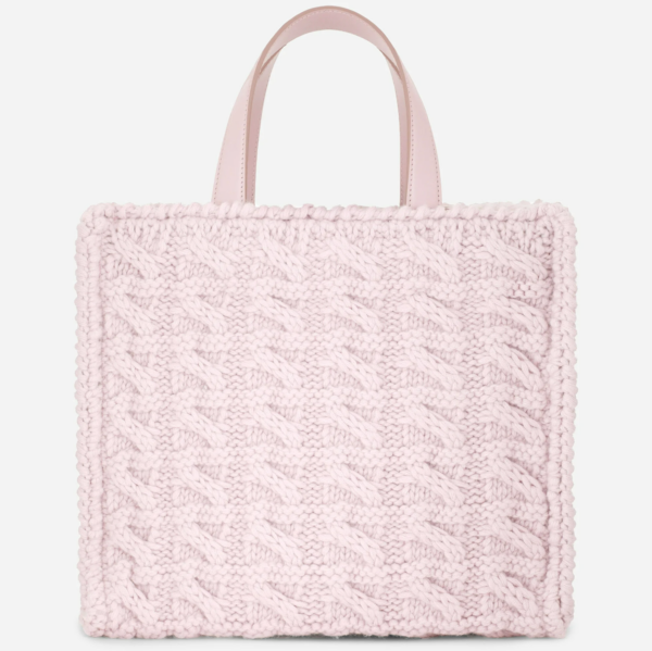 Túi Dolce & Gabbana Knit Small Beatric Shopper Pink BB7049AQ14680470 - Ảnh 2