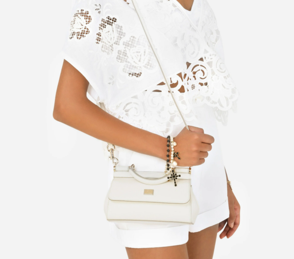 Túi Dolce & Gabbana Small Sicily Bag In Dauphine Calfskin White BB7116A100180001 - Ảnh 2