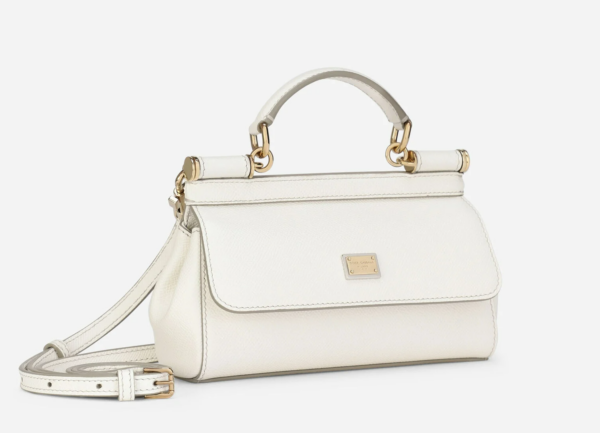 Túi Dolce & Gabbana Small Sicily Bag In Dauphine Calfskin White BB7116A100180001 - Ảnh 5