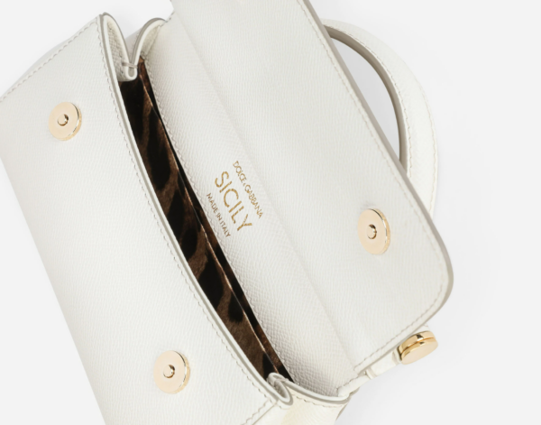 Túi Dolce & Gabbana Small Sicily Bag In Dauphine Calfskin White BB7116A100180001 - Ảnh 3