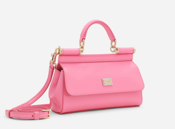 Túi Dolce & Gabbana Small Patent Leather Sicily Bag Pink BB7116A147187141 - Ảnh 5