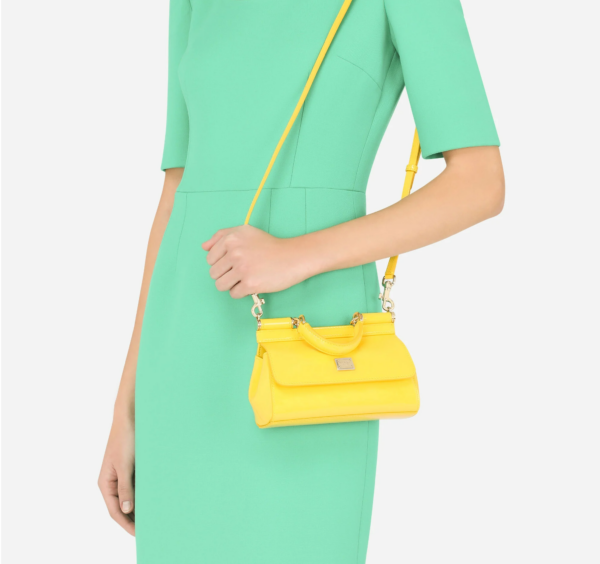 Túi Dolce & Gabbana Small Patent Leather Sicily Bag Yellow BB7116A14718H212 - Ảnh 2