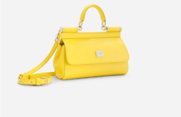 Túi Dolce & Gabbana Small Patent Leather Sicily Bag Yellow BB7116A14718H212 - Ảnh 4