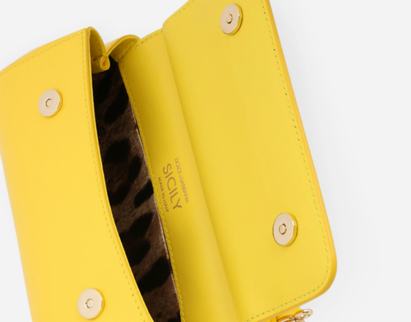 Túi Dolce & Gabbana Small Patent Leather Sicily Bag Yellow BB7116A14718H212 - Ảnh 3
