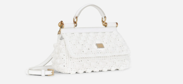 Túi Dolce & Gabbana Small Raffia Crochet Sicily Bag White BB7116AY20889642 - Ảnh 5