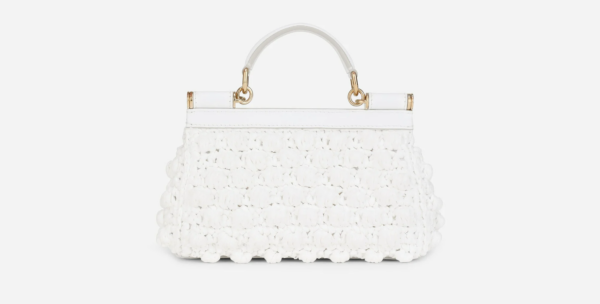 Túi Dolce & Gabbana Small Raffia Crochet Sicily Bag White BB7116AY20889642 - Ảnh 4