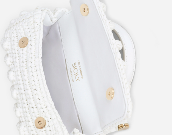 Túi Dolce & Gabbana Small Raffia Crochet Sicily Bag White BB7116AY20889642 - Ảnh 3