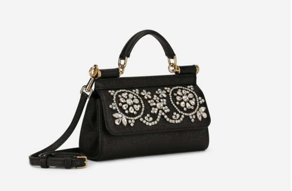 Túi Dolce & Gabbana Sicily Bag Rhinestones 'Black' BB7116AY4018S488 - Ảnh 5