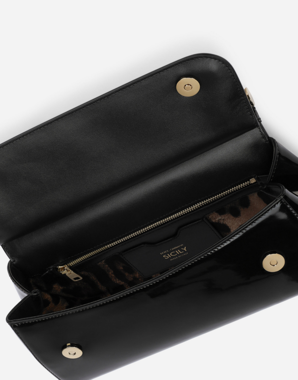 Tui Dolce & Gabbana Medium Polished Calfskin Sicily Bag 'Black' BB7117A103780999