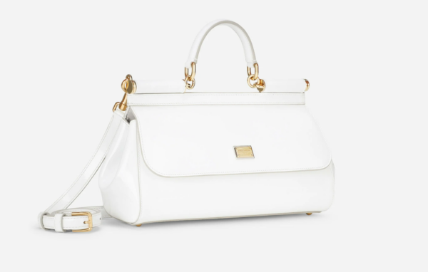 Túi Dolce & Gabbana Medium Patent Leather Sicily Bag White BB7117A147180001 - Ảnh 5
