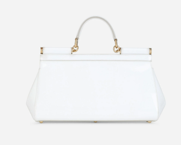 Túi Dolce & Gabbana Medium Patent Leather Sicily Bag White BB7117A147180001 - Ảnh 4
