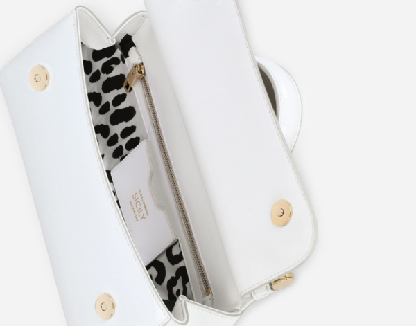 Túi Dolce & Gabbana Medium Patent Leather Sicily Bag White BB7117A147180001 - Ảnh 3