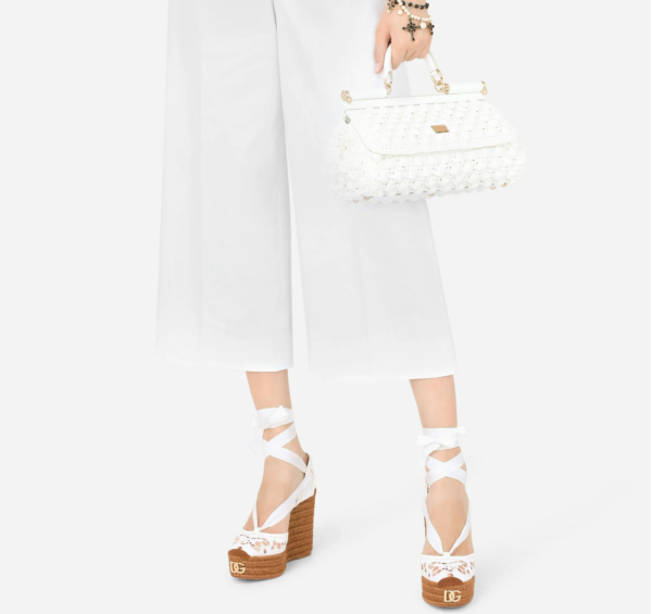 Túi Dolce & Gabbana Medium Raffia Crochet Sicily Bag White BB7117AY20889642 - Ảnh 2