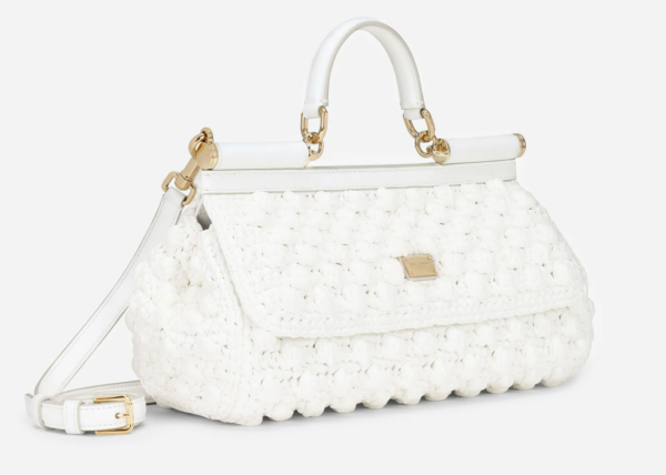 Túi Dolce & Gabbana Medium Raffia Crochet Sicily Bag White BB7117AY20889642 - Ảnh 5