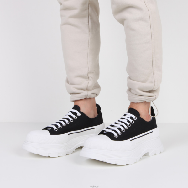 Giày Alexander McQueen Tread Slick Lace Up 'Black White' 604257-W4MV2-1070 - Ảnh 2