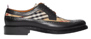 Giày Burberry Brogue Detail Leather Vintage Check Derby Black Beige 80162581