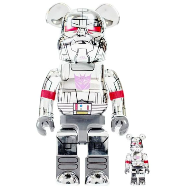 Mô Hình Bearbrick BAIT x Medicom Transformer Megatron Silver