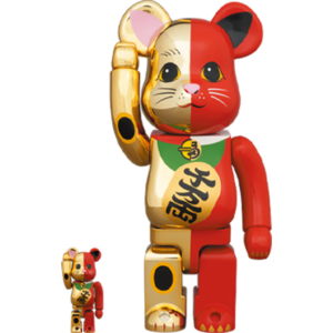 Mô Hình Bearbrick Maneki Neko Gold Red