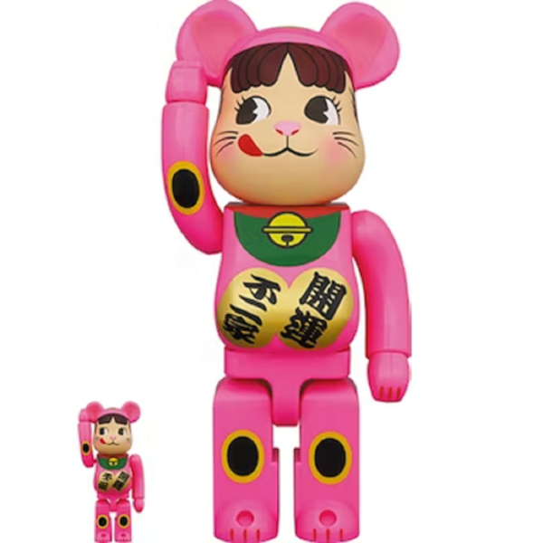Mô Hình Bearbrick Maneki Neko Peko-chan Pink 100% & 400%