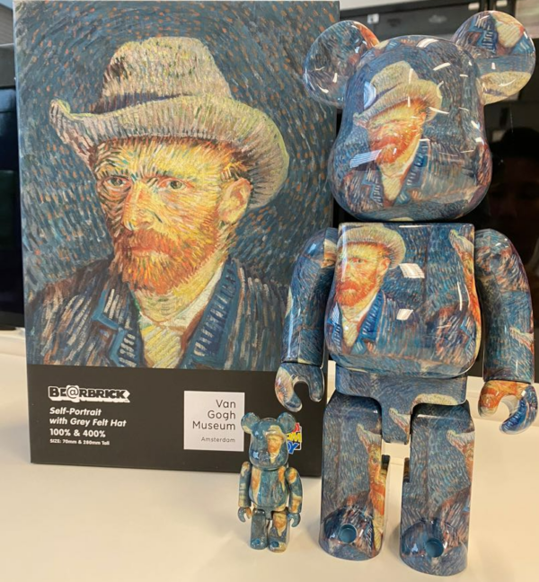 Mô Hình Bearbrick Van Gogh Museum Self With Grey Felt Hat - Ảnh 4