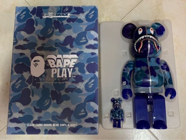 Mô Hình Bearbrick Bape Clear Abc Camo Shark 2020 Clear Blue - Ảnh 2