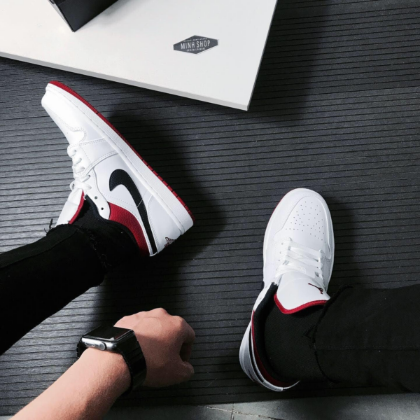 Giày Nike Air Jordan 1 Low GS 'White Gym Red' 553560-118 - Ảnh 2
