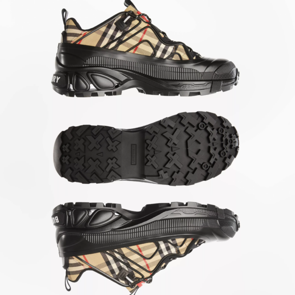 Giày Burberry Vintage Check Cotton Arthur Black Beige 80390471 - Ảnh 4
