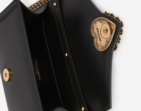 Túi Dolce & Gabbana Calfskin Devotion Mini Bag Black BI2931AV89380999 - Ảnh 2