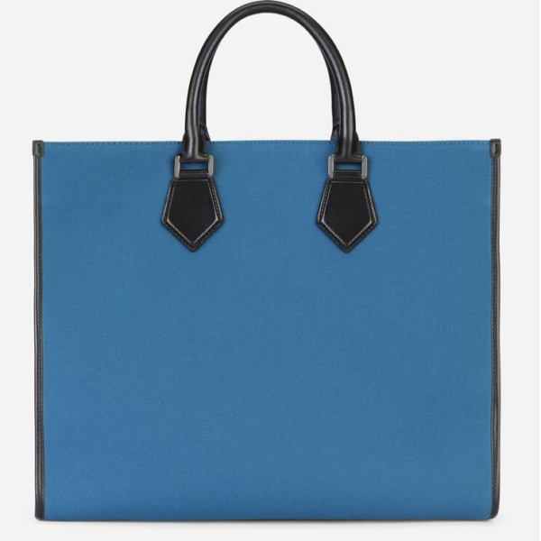 Túi Dolce & Gabbana Canvas Edge Shopper With Embroidered Logo Blue BM1796AO9978S501 - Ảnh 3