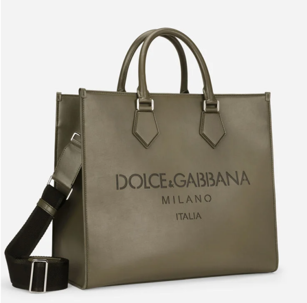 Túi Dolce & Gabbana Large Calfskin Shopper With Logo Green BM1796AS73880506 - Ảnh 4