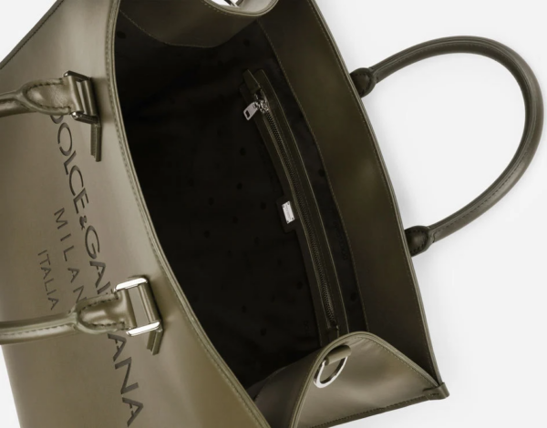 Túi Dolce & Gabbana Large Calfskin Shopper With Logo Green BM1796AS73880506 - Ảnh 2