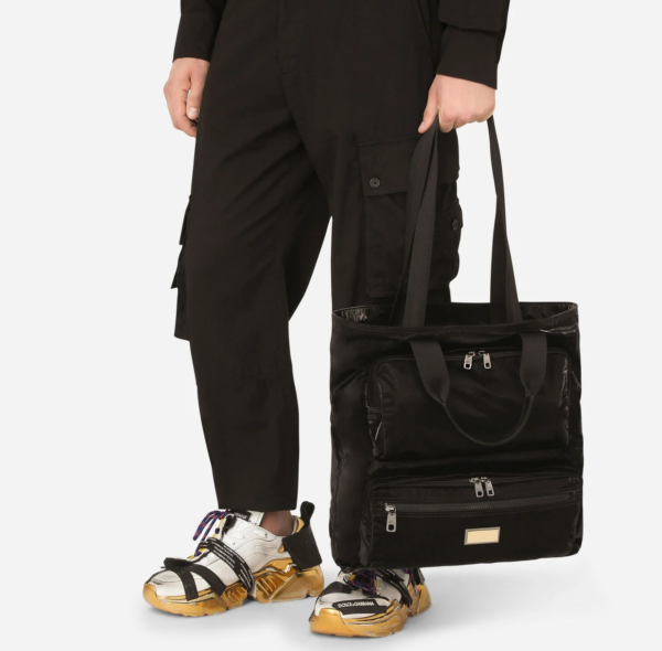 Túi Dolce & Gabbana Nero Sicilia Dna Nylon Shopper With Branded Tag - Ảnh 4