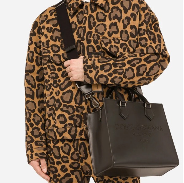 Túi Dolce & Gabbana Calfskin Edge Shopper With Logo Black BM2012AS73880999 - Ảnh 5