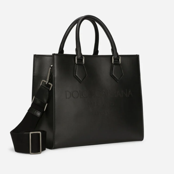 Túi Dolce & Gabbana Calfskin Edge Shopper With Logo Black BM2012AS73880999 - Ảnh 2