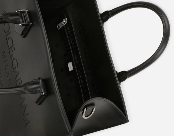 Túi Dolce & Gabbana Calfskin Edge Shopper With Logo Black BM2012AS73880999 - Ảnh 4