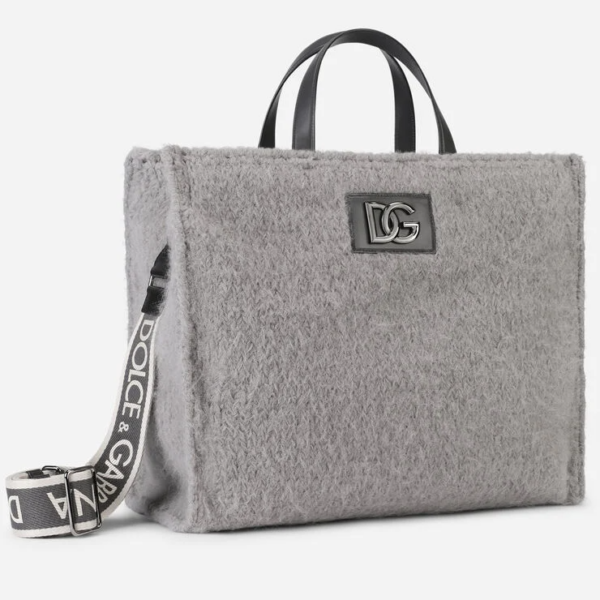 Túi Dolce & Gabbana Knit Beatrice Shopper With DG Logo Grey BM6953AQ4328S395 - Ảnh 3