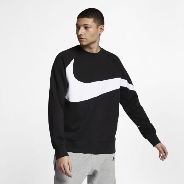 Giày Nike Sportwear HBR Swoosh Crew Sweatshirt Black White BQ6461-010 - Ảnh 2