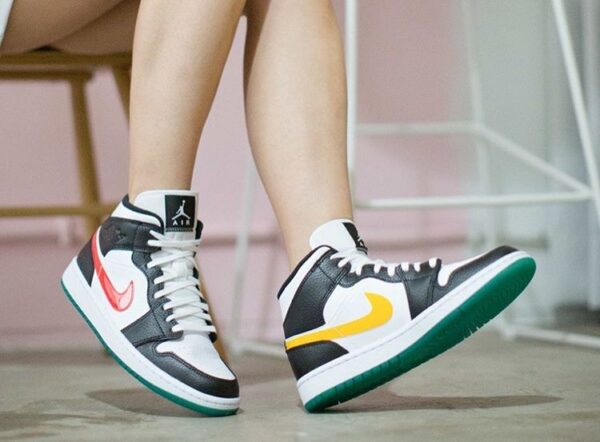 Giày Nike Air Jordan 1 Mid 'Alternate Swooshes Red Yellow' BQ6472-063 - Ảnh 4