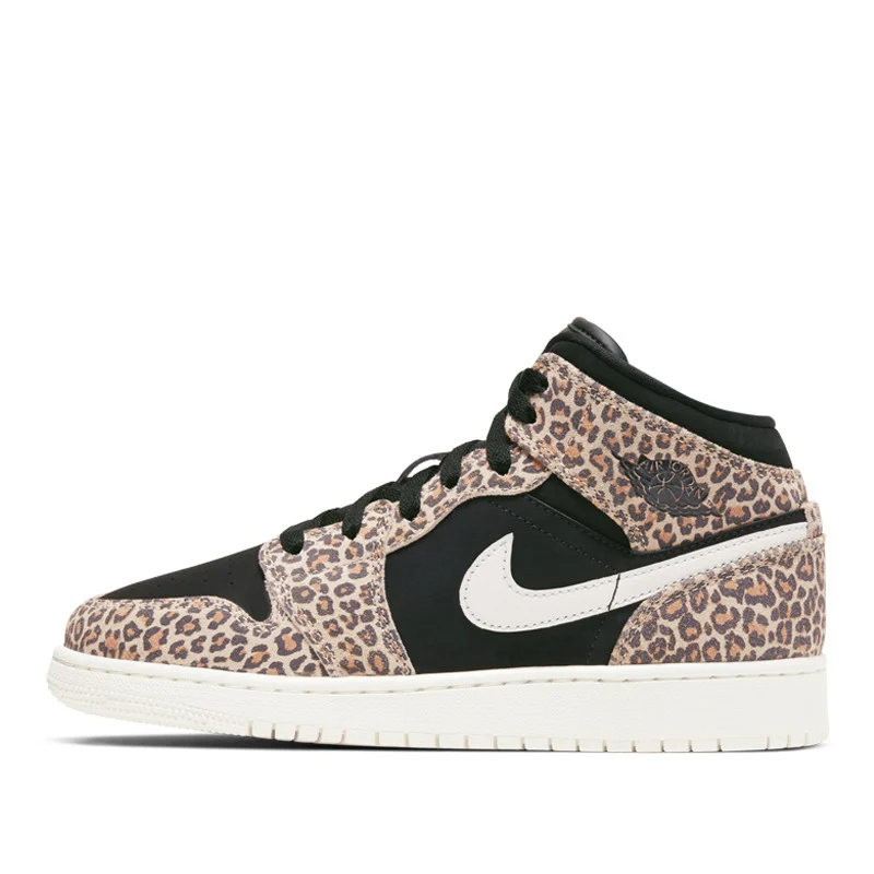 Giày Nike Air Jordan 1 Mid SE GS 'Leopard' BQ6931-021 - Ảnh 2