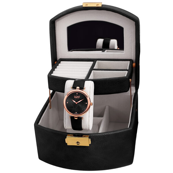 Burgi Flower Diamond Dial Leather Watch BUR157 - Ảnh 2