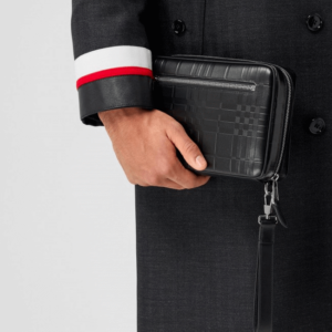 Tui Burberry Embossed Check Leather Zip Pouch 'Black' 80493271