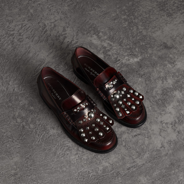 Giày BURBERRY Stud Detail Kiltie Fringe Leather Loafers 4076166 - Ảnh 2