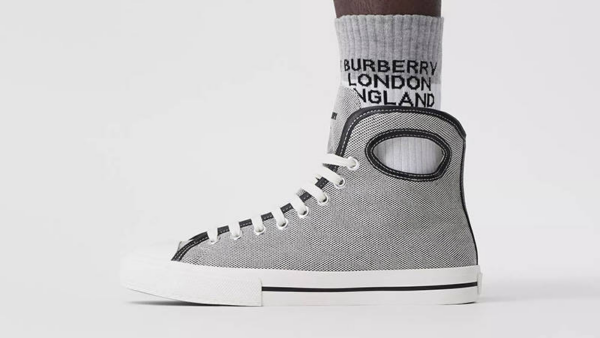 Giày Burberry Porthole Canvas High-Top Black White 80390661 - Ảnh 2