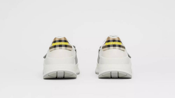 Giày Burberry Vintage Check Suede White Beige 80372581 - Ảnh 4