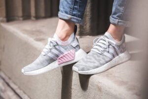 Alternative view of Giày Adidas NMD_R2 Primeknit 'White Black Pink' BY9520