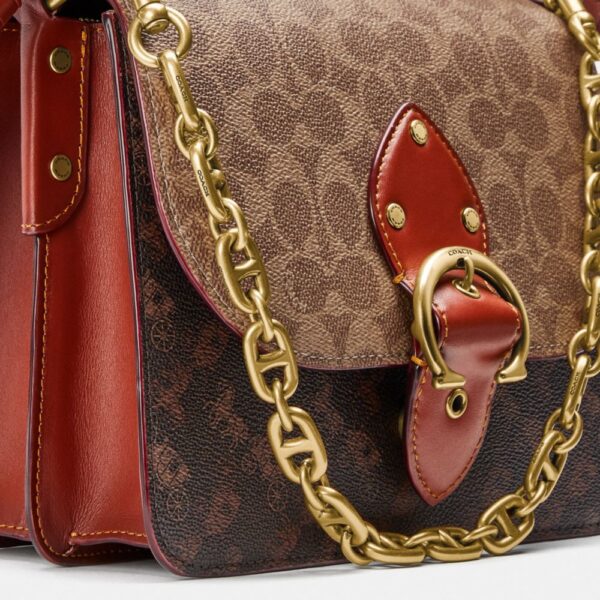 Túi Coach Signature Carriage Coated Canvas Beat Shoulder Bag Brown C2418 B4SI0 - Ảnh 2