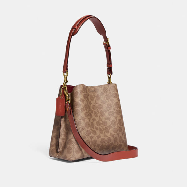 Túi Coach Willow 21 Bucket Bag Canvas Beige Brown C3890 B4NQ4 - Ảnh 3